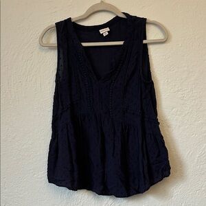 Merona Navy Sleeveless V-Neck Peplum Tank Top